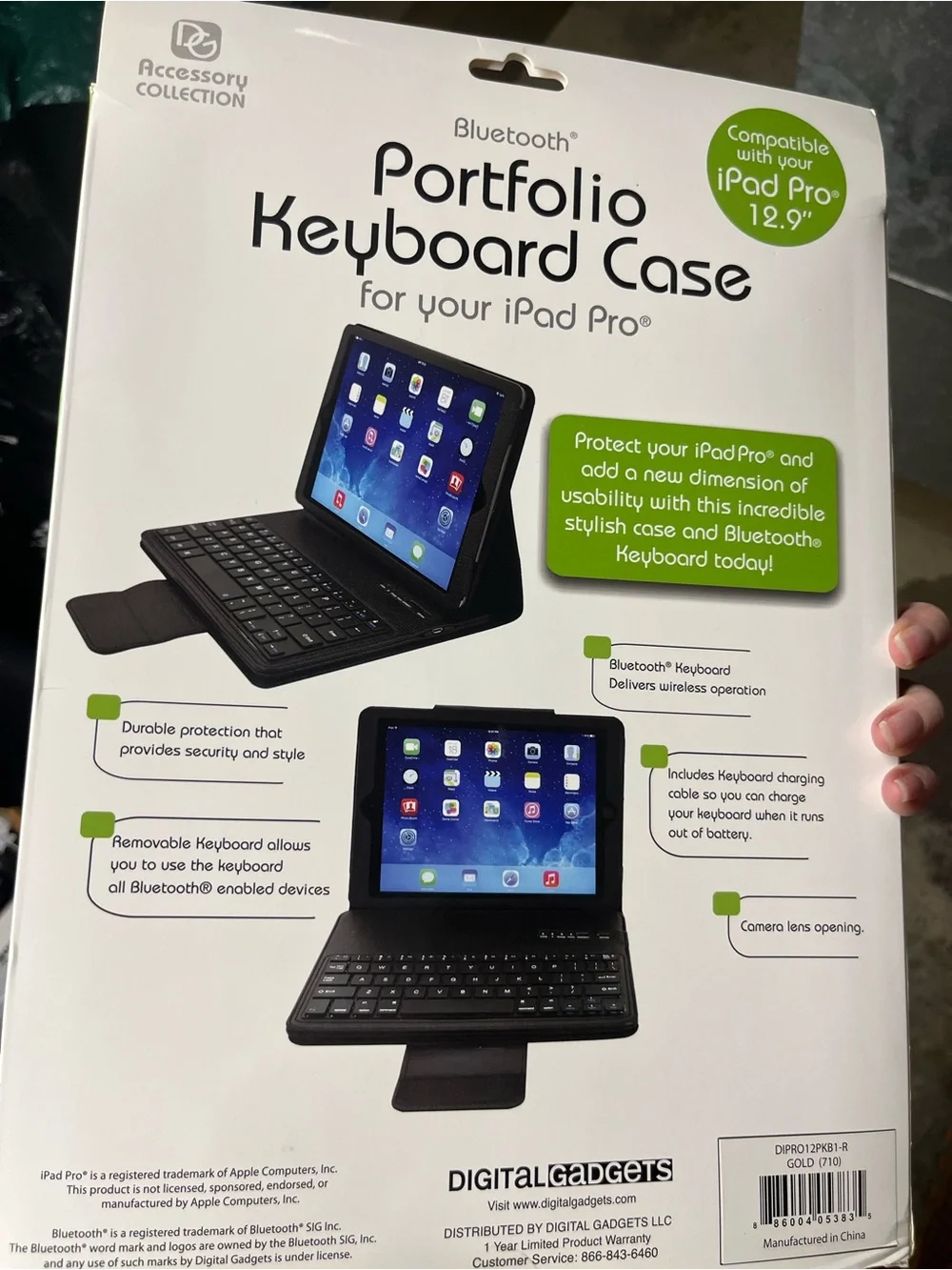 NIB Digital Basics Bluetooth Keyboard Case for iPad Pro 12.9” - Gold